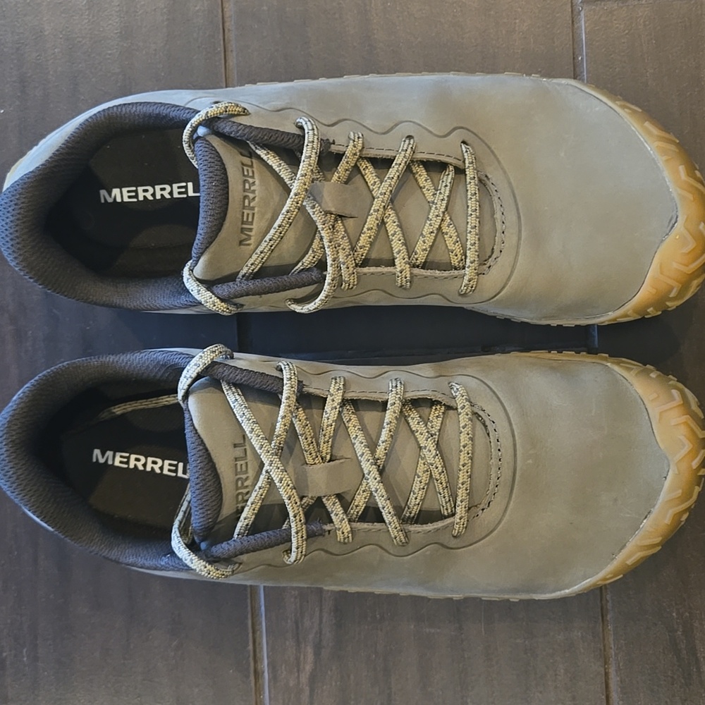 Merrell Vapor Glove 6 LTR Leather Barefoot Trainers Sz 9.5 Olive NWOT - Picture 3 of 8